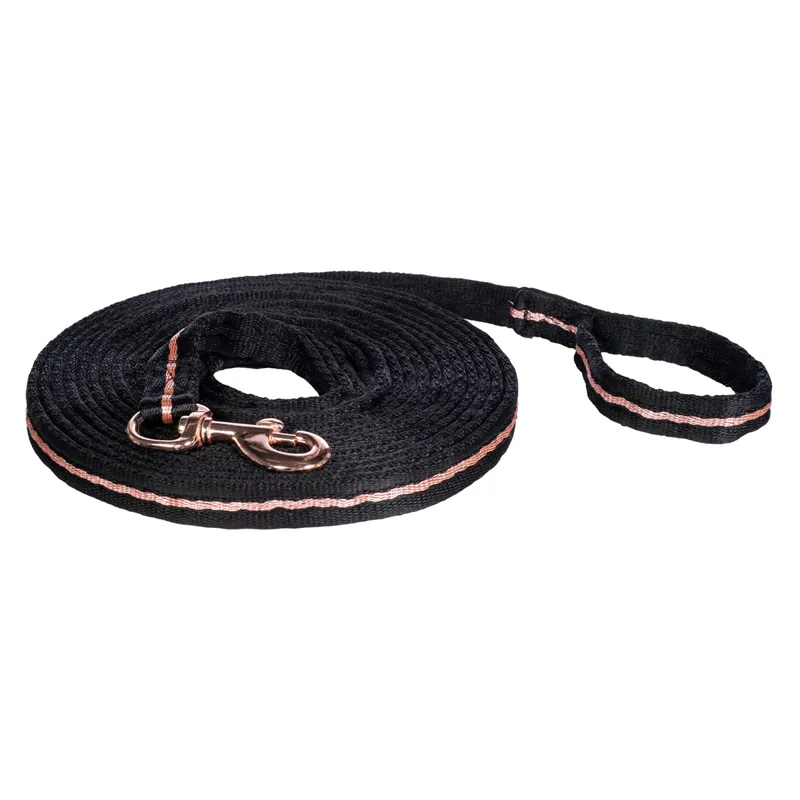 HKM Glamour Two Tone Padded Lunge Line - Black/Rose Gold
